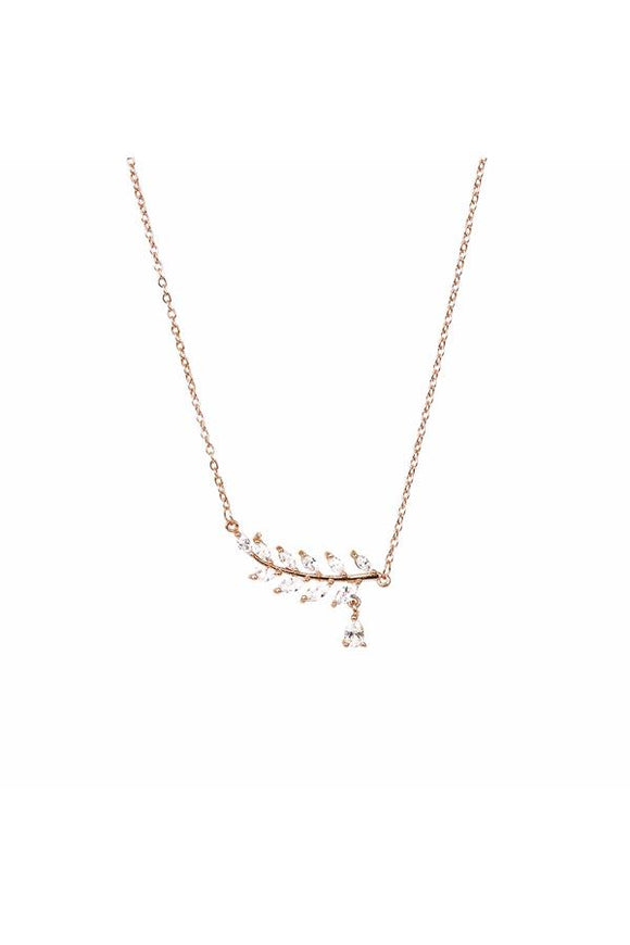 Handmade Gold Plated Leaf Necklace with Stones
