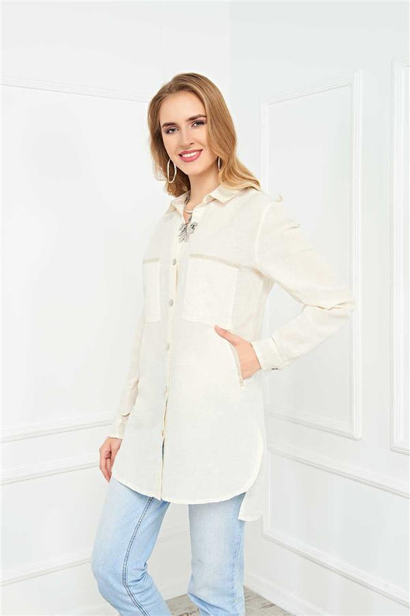 Eco-Friendly Women's Hemp Shirt With 4 Pockets