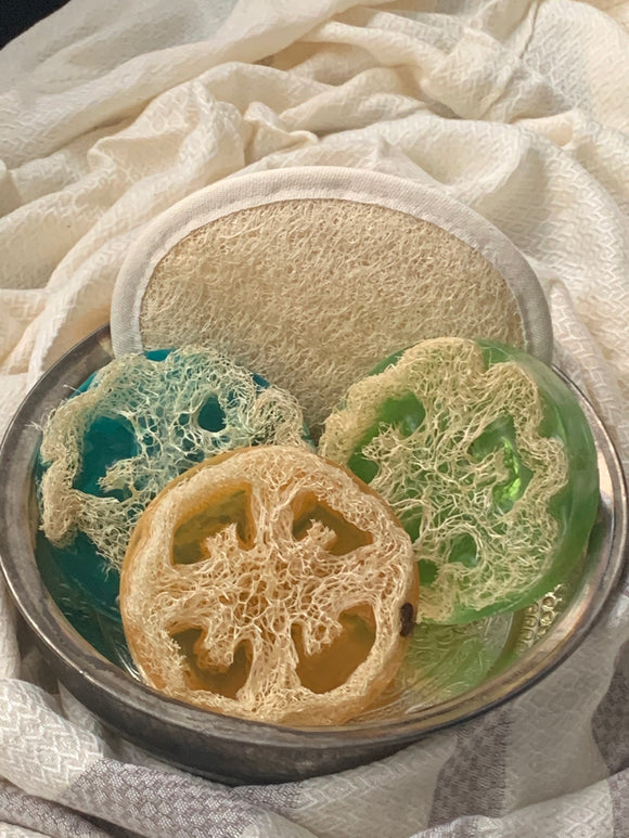 Rich Glycerin Soap With Embedded Exfoliating Loofah (Luffa) Slice (Availabe in Ocean Breeze, Argan, Goat Milk Variations) 4.9 oz