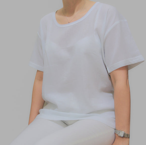 Women's Jewelneck Tee, Elbow-Sleeve Tshirt, Hemp/Cotton