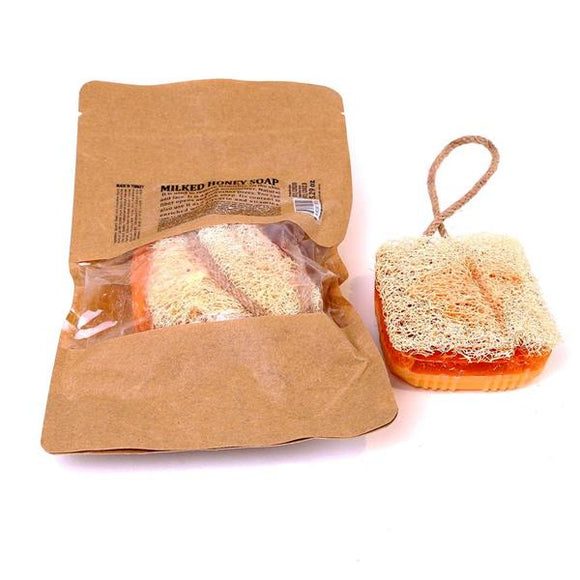 Levant's Naturals Honey & Milk Cream Loofah Soap On A Rope, 4.4 Oz