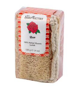 Natural Rose Loofah Soap On A Rope - Exfoliating, Hydrating & Antioxidant