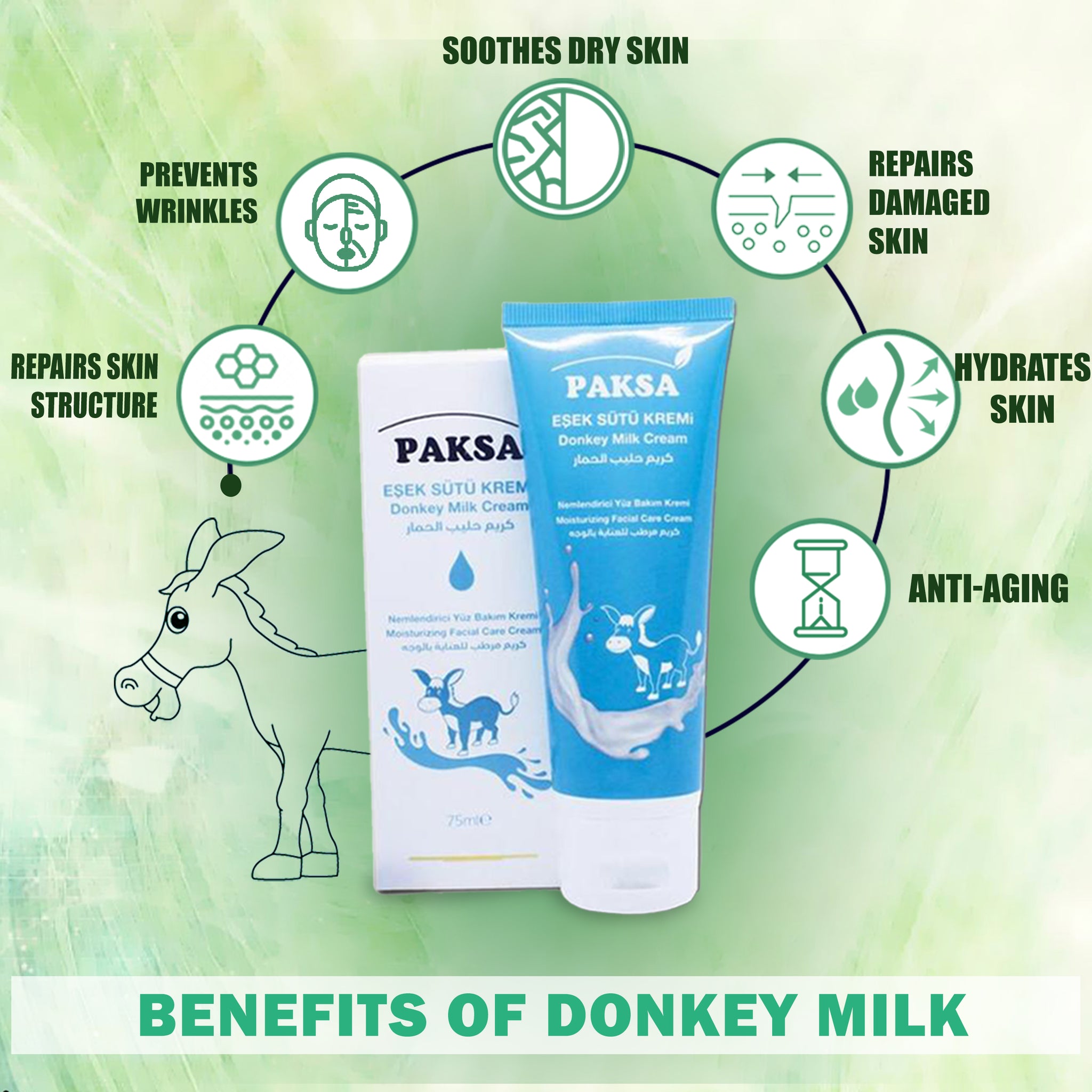 Donkey Milk Facial Cream, Effective Daily Moisturizer, Face Care